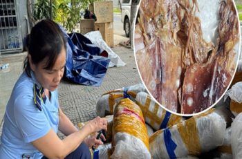Rùng mình phát hiện 700kg mực khô hư hỏng, bốc mùi chất đống trên vỉa hè Đà Nẵng