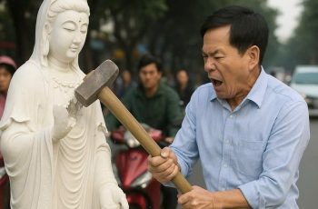 Ông Thái đập Tượng Quan Âm bên đường mở quán nhậu – Tối hôm đó cả nhà chết lặng khi nhìn camera