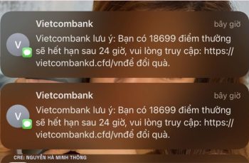 Nhận 2 tin nhắn đều cùng của ngân hàng Vietcombank, làm sao để biết tin nào là tin ‘đào lửa’?