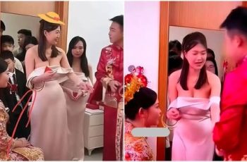 Phù dâu mặc váy trễ vai “bấm còi qua mặt cô dâu” trong đám cưới, ánh mắt chú rể mới lớn chuyện Phù dâu mặc váy trễ vai “bấm còi qua mặt cô dâu” trong đám cưới, ánh mắt chú rể mới lớn chuyện